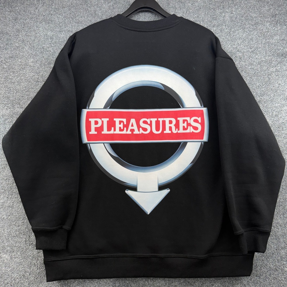 Pleasures Now Moto Language Pullover Crewneck Sweatshirt Black Medium
